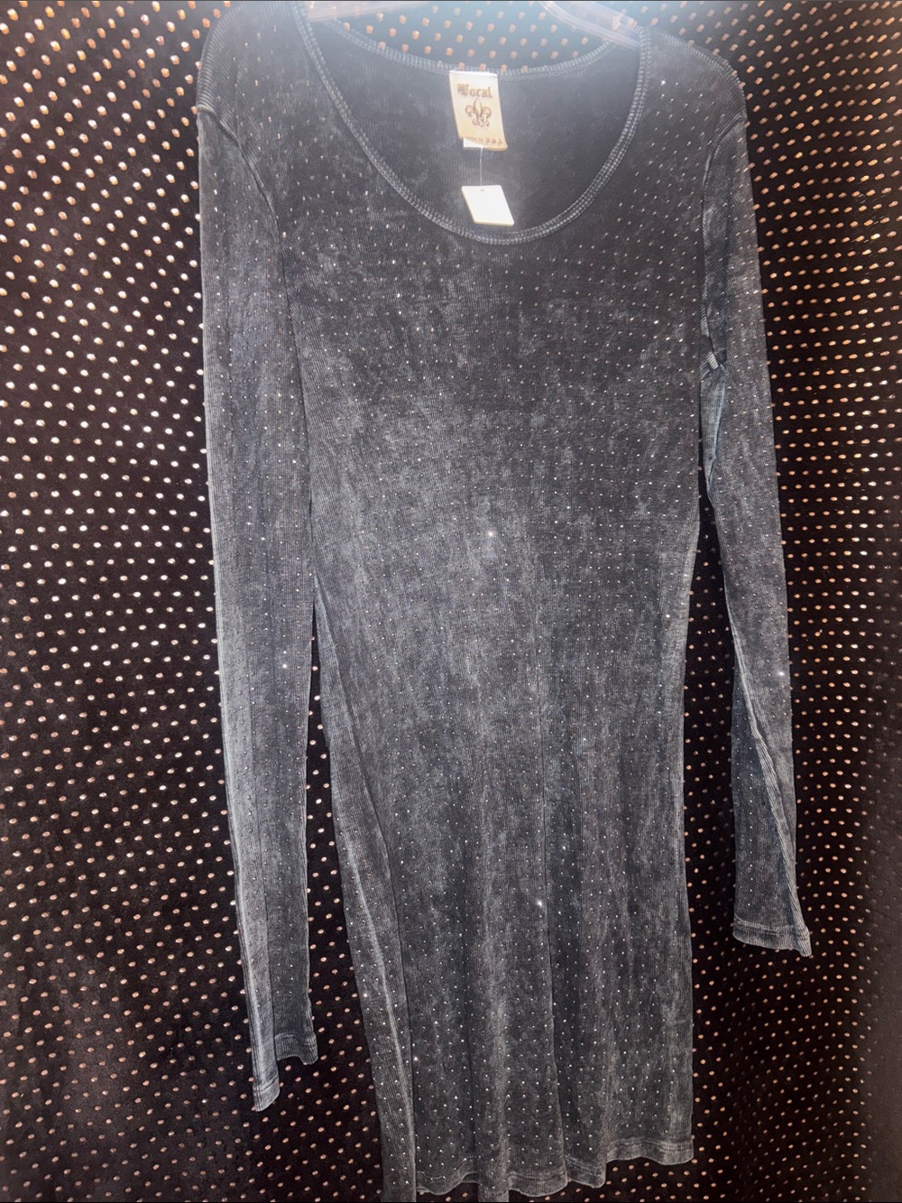 Vocal Black Dress with Stud Polka Dots